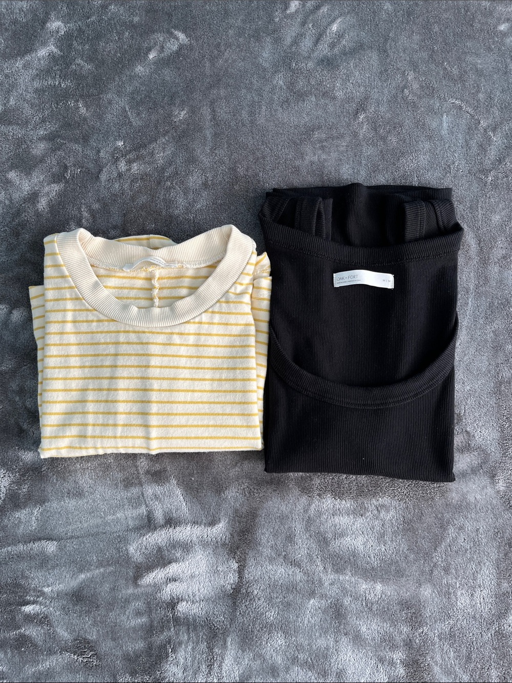 Zara & Oak&Fort Crewneck Tops - Yellow Stripe & Black